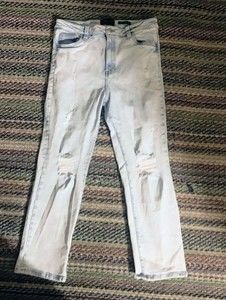Kendall + Kylie Womens 11/30 Jeans Icon High Rise Straight Distressed Cr…